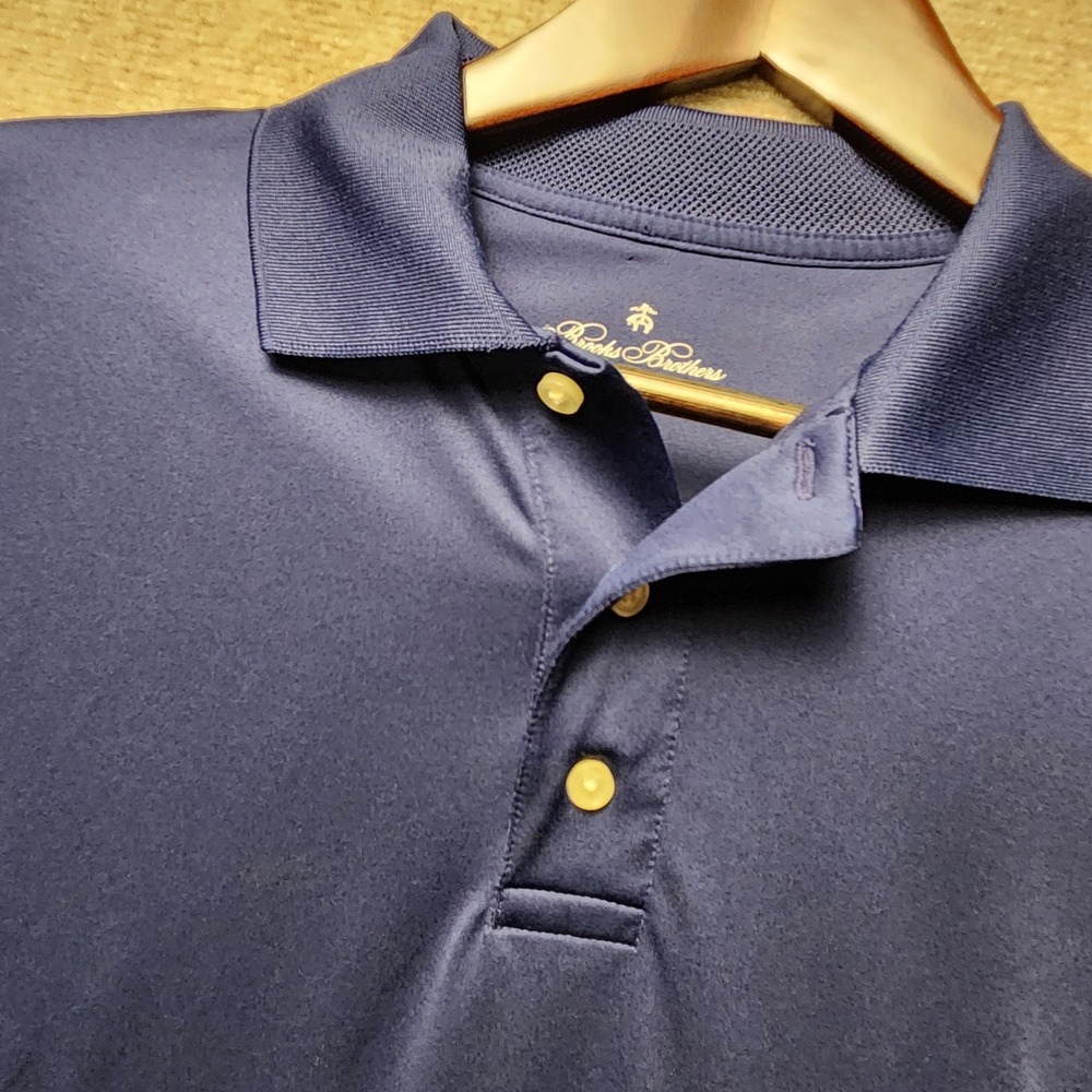 Brooks Brothers Polo Shirt Mens Large Navy Blue Performance Series Short Sleeve